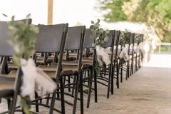 Barn patio set up with chairs for Ceremony